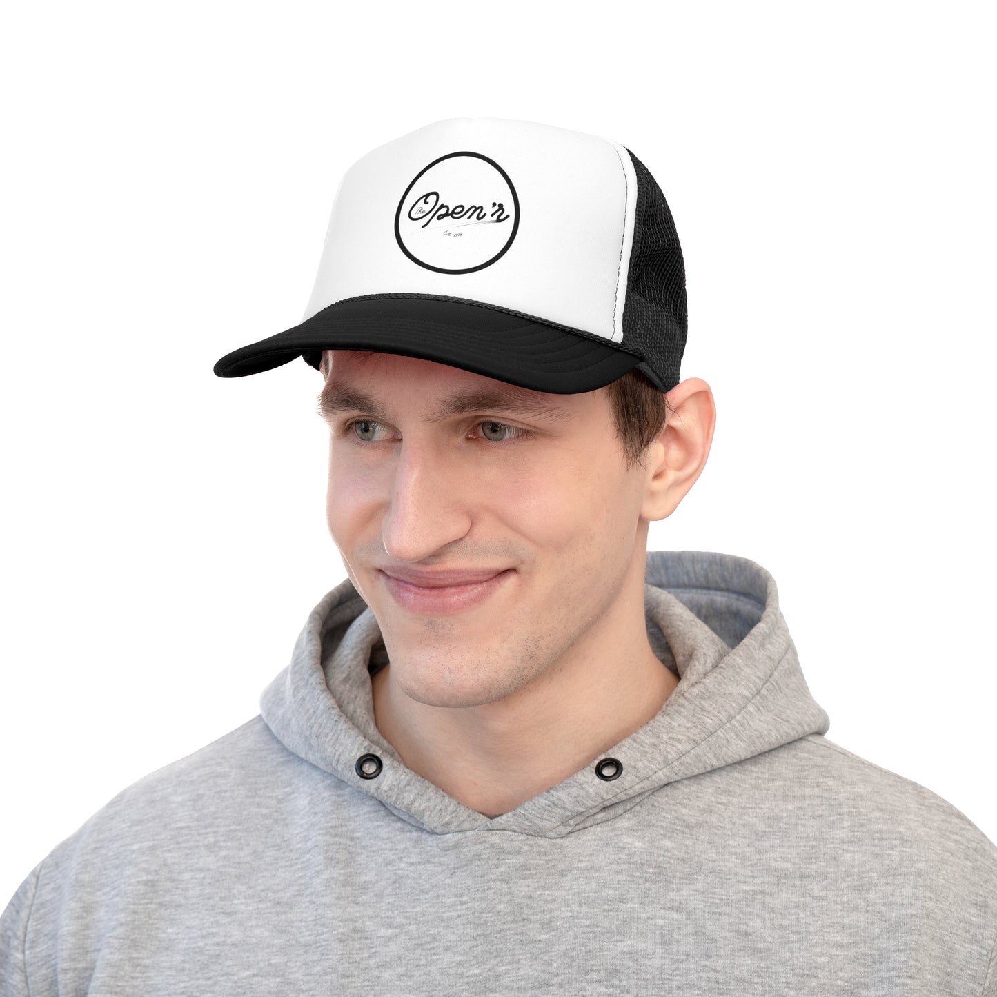 The Open’r Trucker Cap - Stylish Black & White Adjustable Hat